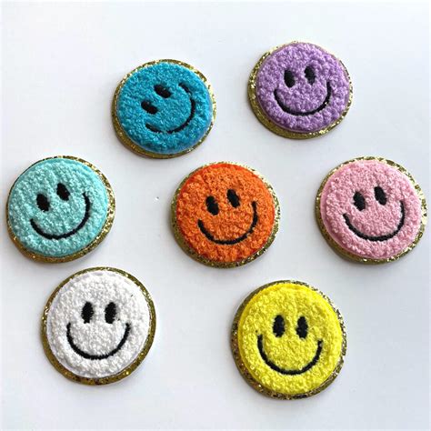 Chenille Self Adhesive Patch Happy Face Smile Face Etsy