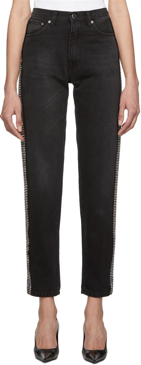 Christopher Kane Black Crystal Embellished Jeans Ssense