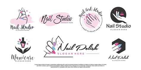 Nail Salon Icon Logo Design Vector With Creative Unique Style Premium