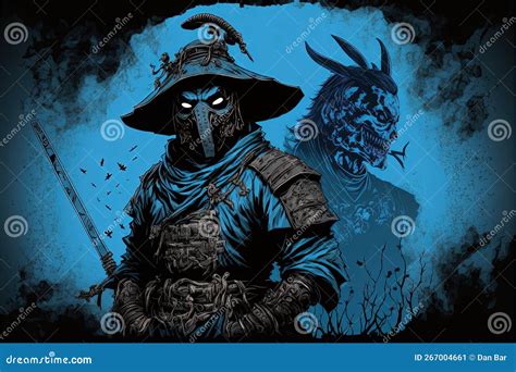 Illustration Of A Ghost Warrior Samurai In Heavy Armour Ronin Samurai