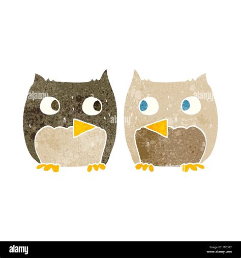 Freehand Retro Cute Cartoon Owls Stock Vector Image And Art Alamy