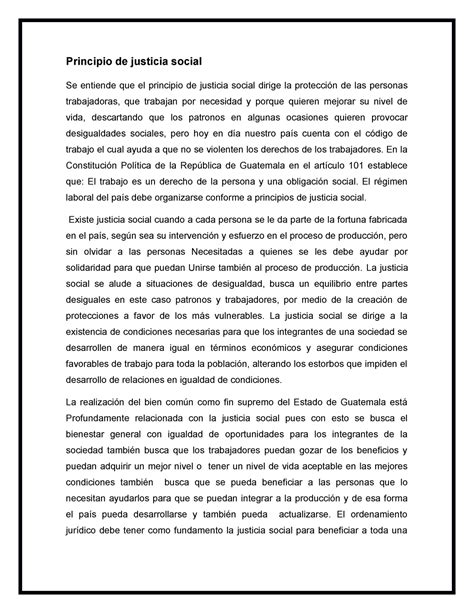 Justicia Social Material De Apoyo Principio De Justicia Social Se Entiende Que El Principio