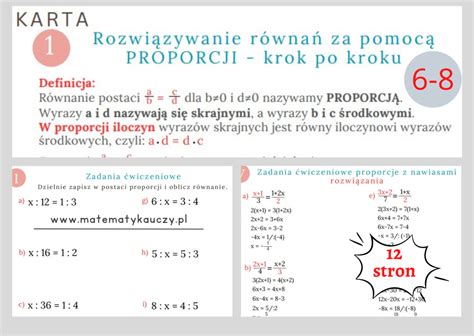 Rozwi Zywanie R Wna Za Pomoc Proporcji Krok Po Kroku Karty Pracy