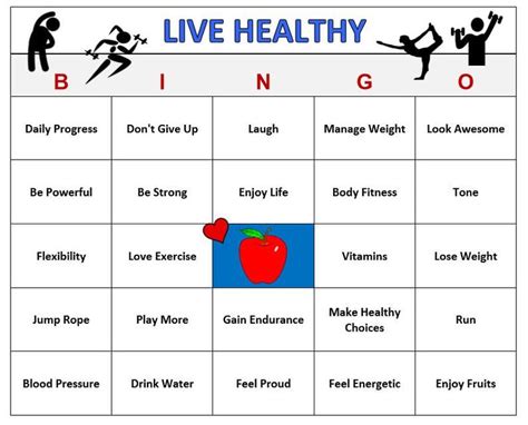 Live Healthy Bingo Game 60 Cards Fitness Wellness Healthy - Etsy | Elementary physical education ...