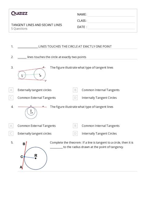 50 Tangent Lines Worksheets For 10th Class On Quizizz Free And Printable