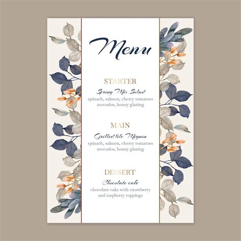 Free Vector | Floral wedding menu template