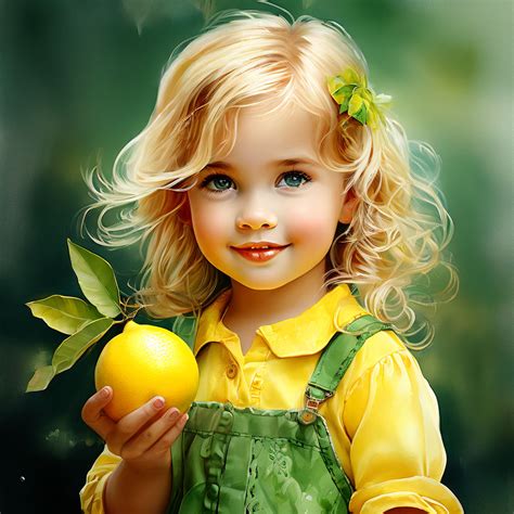 Very Cute Happy Little Blond Girl In Yellow And Green Color By Zuzana Zemanová Playground