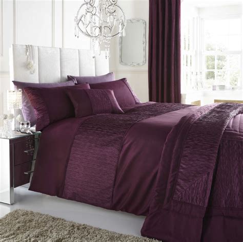 Purple Plum Colour Stylish Textured Faux Silk Duvet Cover Luxury