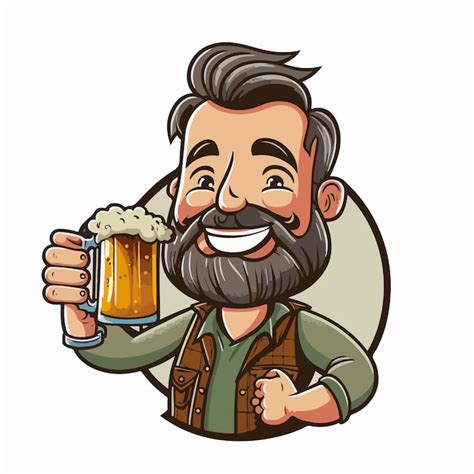 Premium Vector Cartoon Happy Man Holding Beer