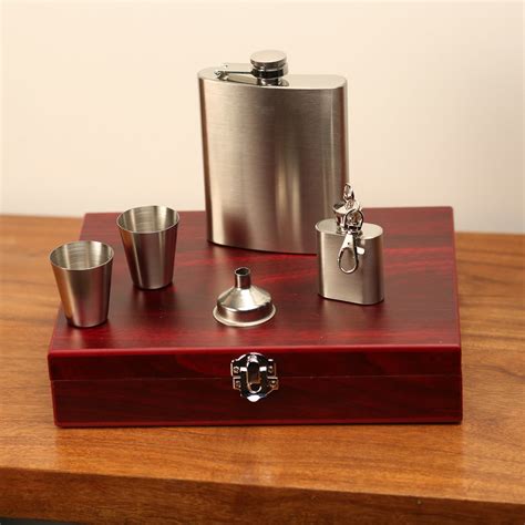 Hip Flask Oz Gift Box Set Stainless Steel Pocket Liquor Hipflask