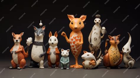 Premium AI Image | Clay figurines of animals in playful poses