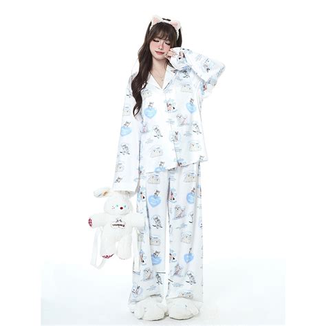 Sweet Girly Style Cute Kitten Print Pajama Set Kawaii Fashion Shop