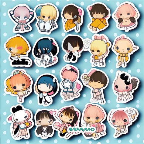 Thank You Stickers Set Kawaii Chibi · Creative Fabrica