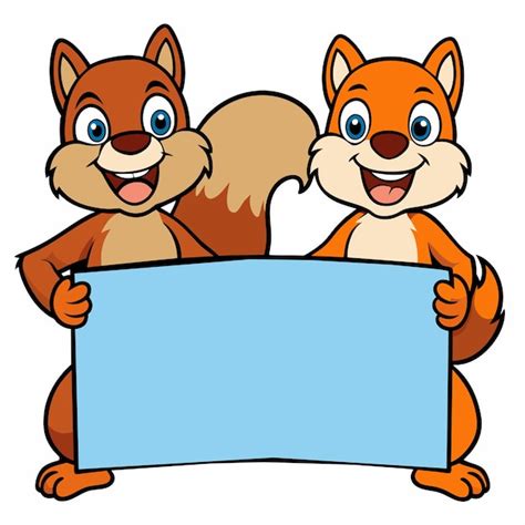 Two Squirrels Holding A Sign That Says Squirrel Premium AI Generated