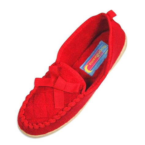 Moonbeams Moon Beams Ladies Moccasin Slipper Red 11 Bm Us