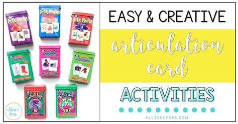 9 Easy And Creative Articulation Card Activities In Speech Therapy