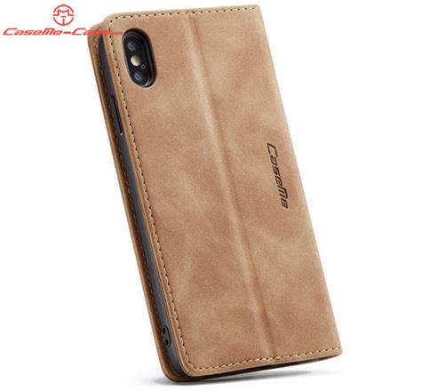 CaseMe IPhone XS Retro Wallet Stand Magnetic Flip Case Brown