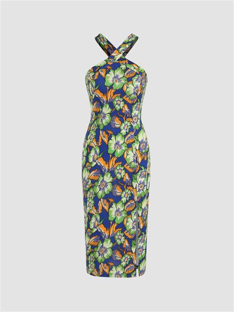 Floral Jacquard Midi Slit Dress Cider