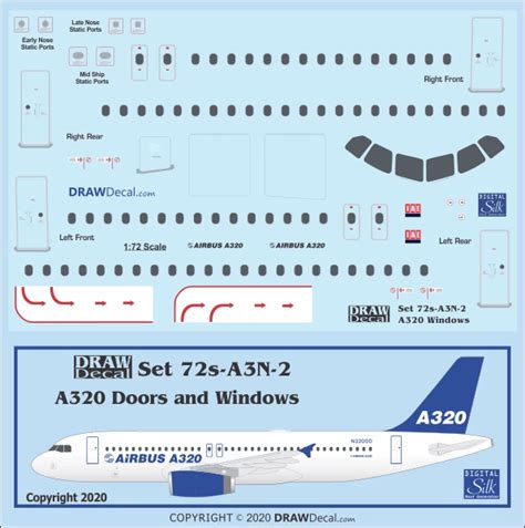 Airbus A320 Doors And Windows Draw Decal 72 A3n 02