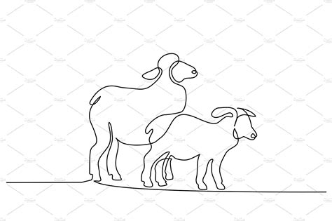 Continuous Line Drawing Sheeps Line Art Drawings Line Drawing