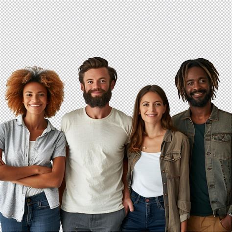 Um Grupo De Pessoas Posam Para Uma Foto Um Deles Tem Uma Camisa