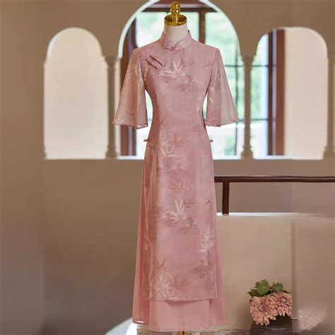 2024 Feminino Rosa Cheongsam Vestido Jovem Elegante Novo Estilo Solto