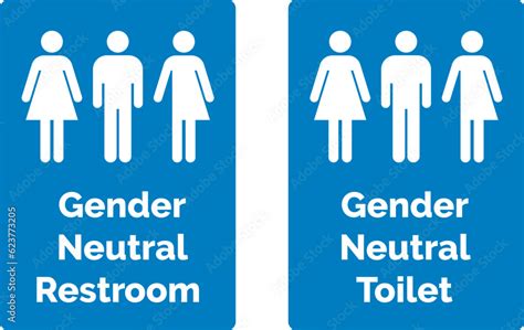 Gender Neutral Restroom Signs Gender Neutral Toilet Sign All Gender Restroom Sign Stock ベクター