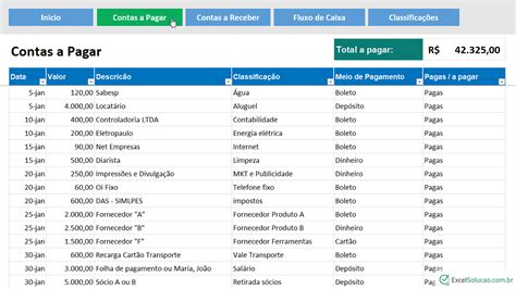 Planilha Contas A Pagar Receber Fluxo De Caixa Realizado Simples Excel