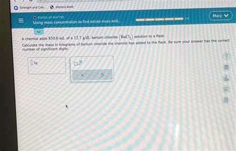 Solved A Chemist Adds 850 0 ML Of A 12 7 G DL Barium Chegg