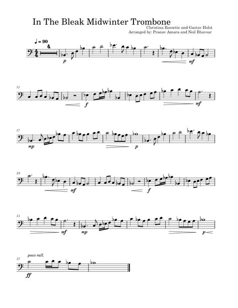 In The Bleak Midwinter Gustav Holst Trombone Sheet Music For Trombone