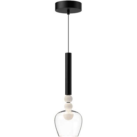 Kuzco Pd Bk Cl Rise Modern Black Clear Glass Led Mini Drop Ceiling