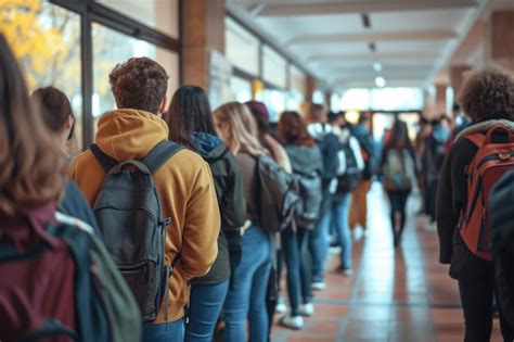 Cueva De Personas En El Proceso De Inscripción Escolar Foto Premium