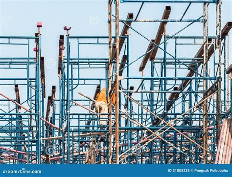 Metal Scaffold At Residential Building Under Renovation Royalty Free