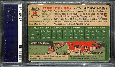 Lot Detail 1954 Topps Yogi Berra 50 Graded Psa 2 Gd