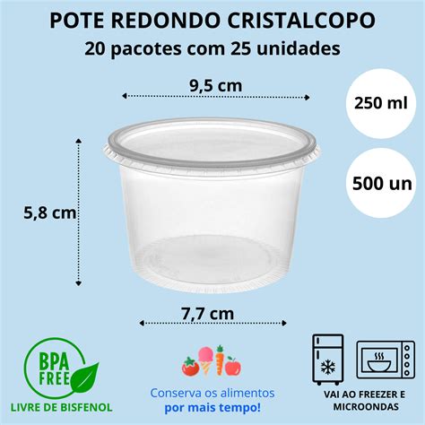 Pote Pl Stico Descart Vel Redondo Ml Cristalcopo Purpurina