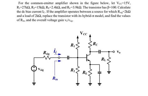 Solved For The Common Emitter Amplifier Shown In The Fig