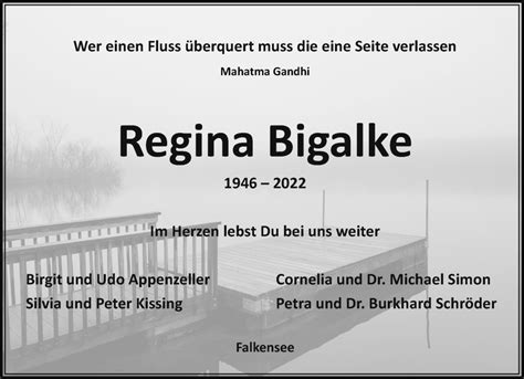 Traueranzeigen Von Regina Bigalke M Rkische Onlinezeitung Trauerportal