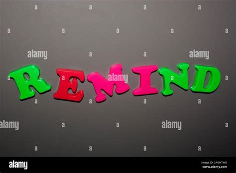 Fridge Magnets Arranged To Show The Word Remind Stock Photo Alamy