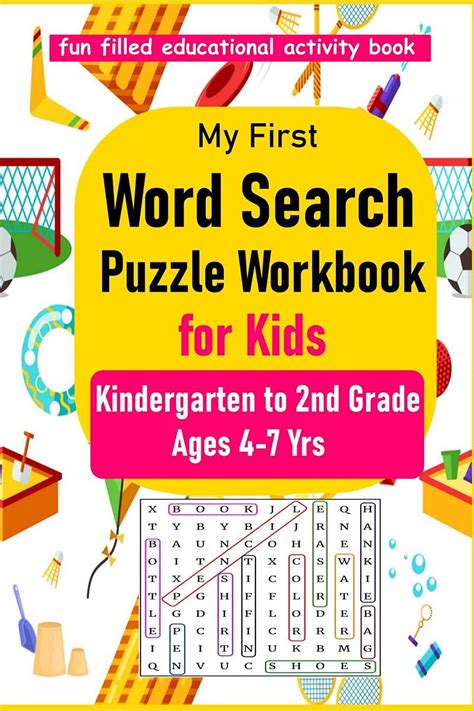 My First Word Search Puzzle Workbook For Kids Kindergarten To 2nd