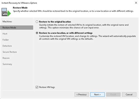 Step 4 Select Restore Mode User Guide For VMware VSphere