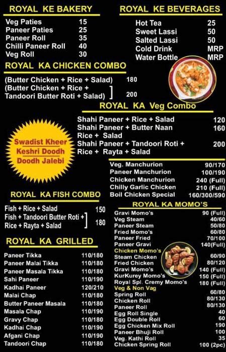 Menu Of The Royals Raj Nagar Extension Ghaziabad