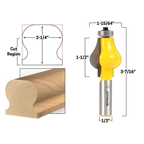 Classical 2 Bit Handrail Router Bit Set 12 Shank Yonico 18225