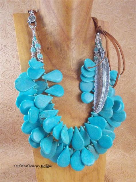 Cowgirl Western Statement Necklace Set Chunky Turquoise Etsy