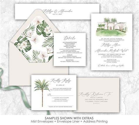 The Pelican Club Jupiter Florida Venue Wedding Invitation Custom