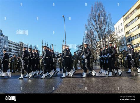 Polish Navy soldiers are seen in Gdynia, Poland on 28 November 2018 ...