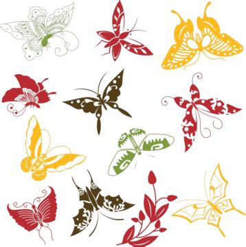 Set Of Butterflies Vector Beautiful Wings Vector Vector Beautiful