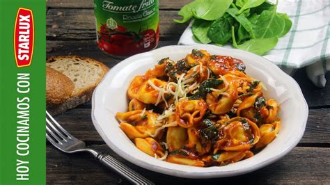 Tortellini Con Salsa De Tomate Y Espinacas Youtube