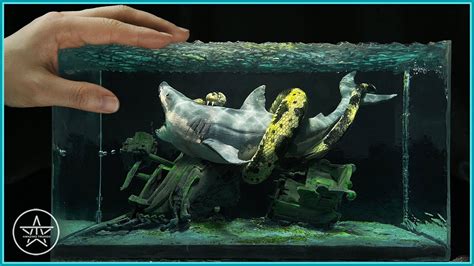 Diorama Of Meg2 Megalodon Shark Vs Giant Snake Resin Art Polymer