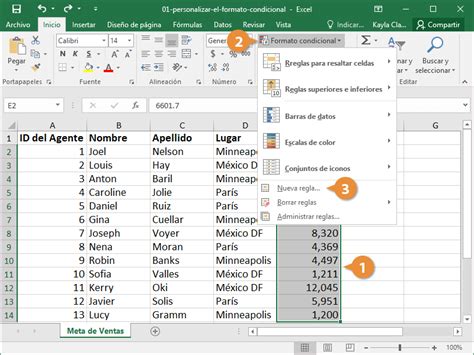 Fórmula de formato condicional en Excel