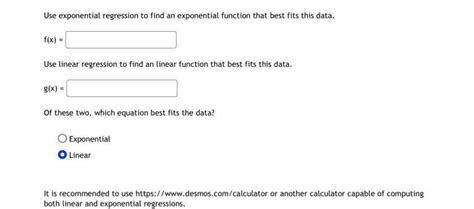 Use exponential regression to find an exponential | Chegg.com